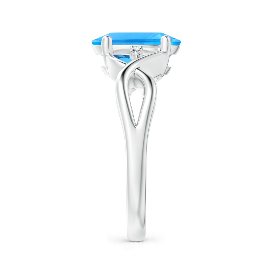 10x8mm AAAA Oval Swiss Blue Topaz Criss Cross Ring with Diamond Accents in P950 Platinum side 2