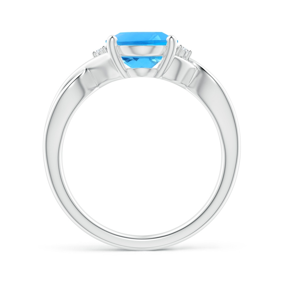 10x8mm AAAA Oval Swiss Blue Topaz Criss Cross Ring with Diamond Accents in White Gold side 1