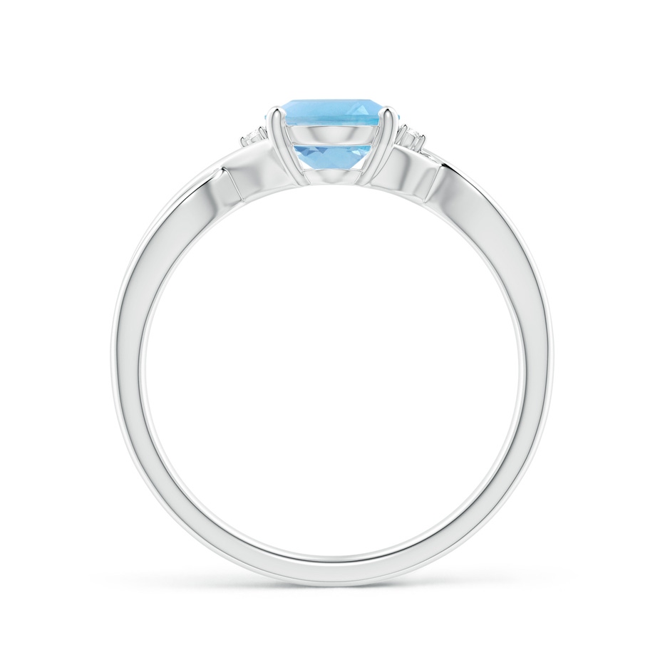 8x6mm A Oval Swiss Blue Topaz Criss Cross Ring with Diamond Accents in P950 Platinum side 1