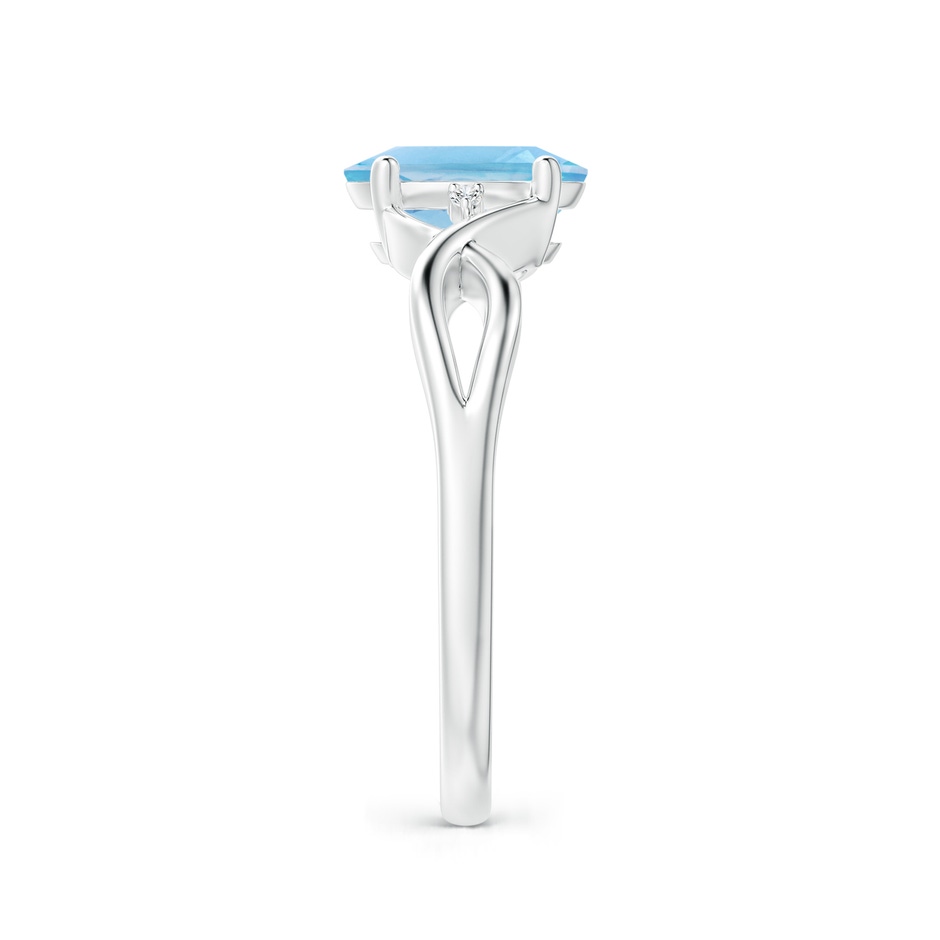 8x6mm A Oval Swiss Blue Topaz Criss Cross Ring with Diamond Accents in P950 Platinum side 2