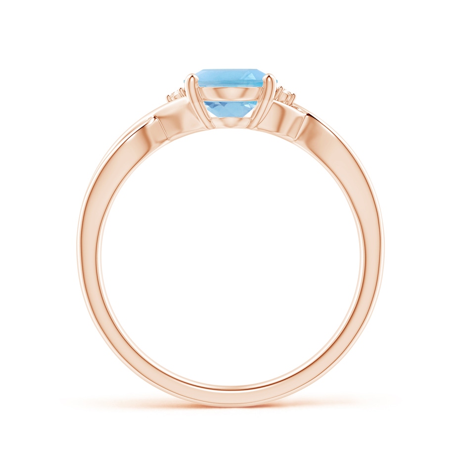 8x6mm A Oval Swiss Blue Topaz Criss Cross Ring with Diamond Accents in Rose Gold side 1