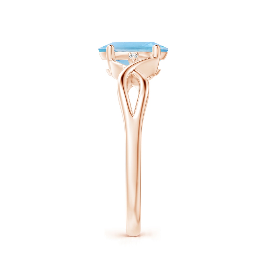 8x6mm A Oval Swiss Blue Topaz Criss Cross Ring with Diamond Accents in Rose Gold side 2