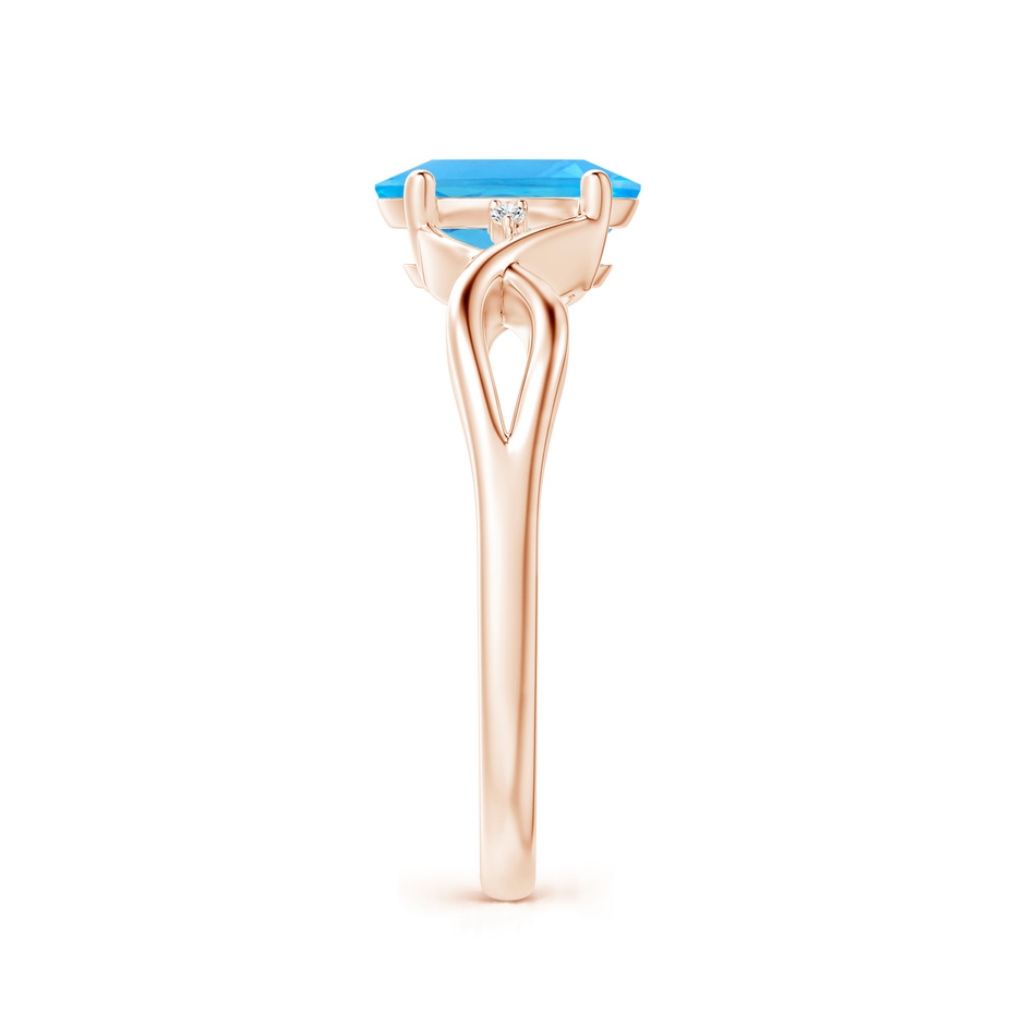 8x6mm AAA Oval Swiss Blue Topaz Criss Cross Ring with Diamond Accents in Rose Gold side 2