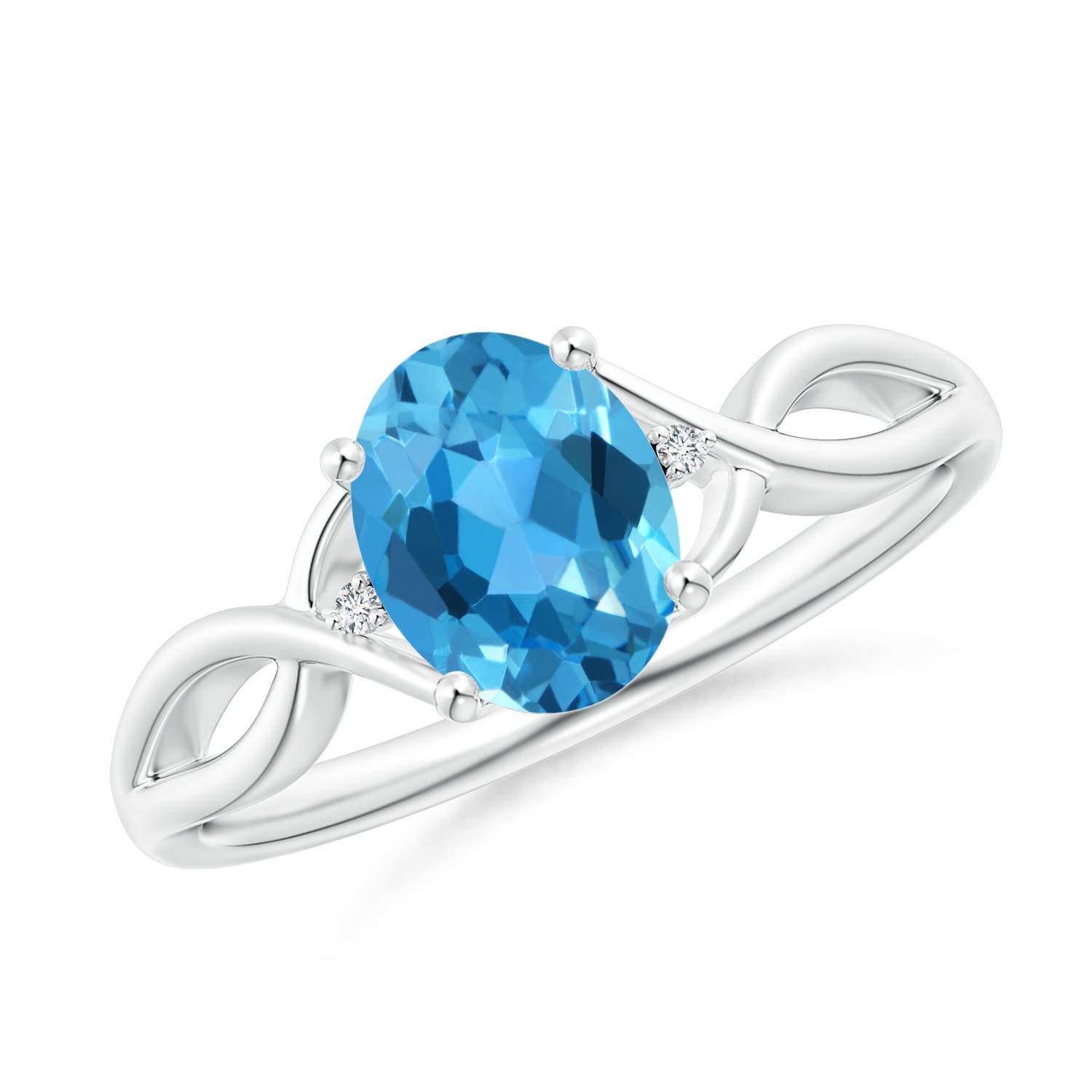 AAA - Swiss Blue Topaz / 1.51 CT / 14 KT White Gold