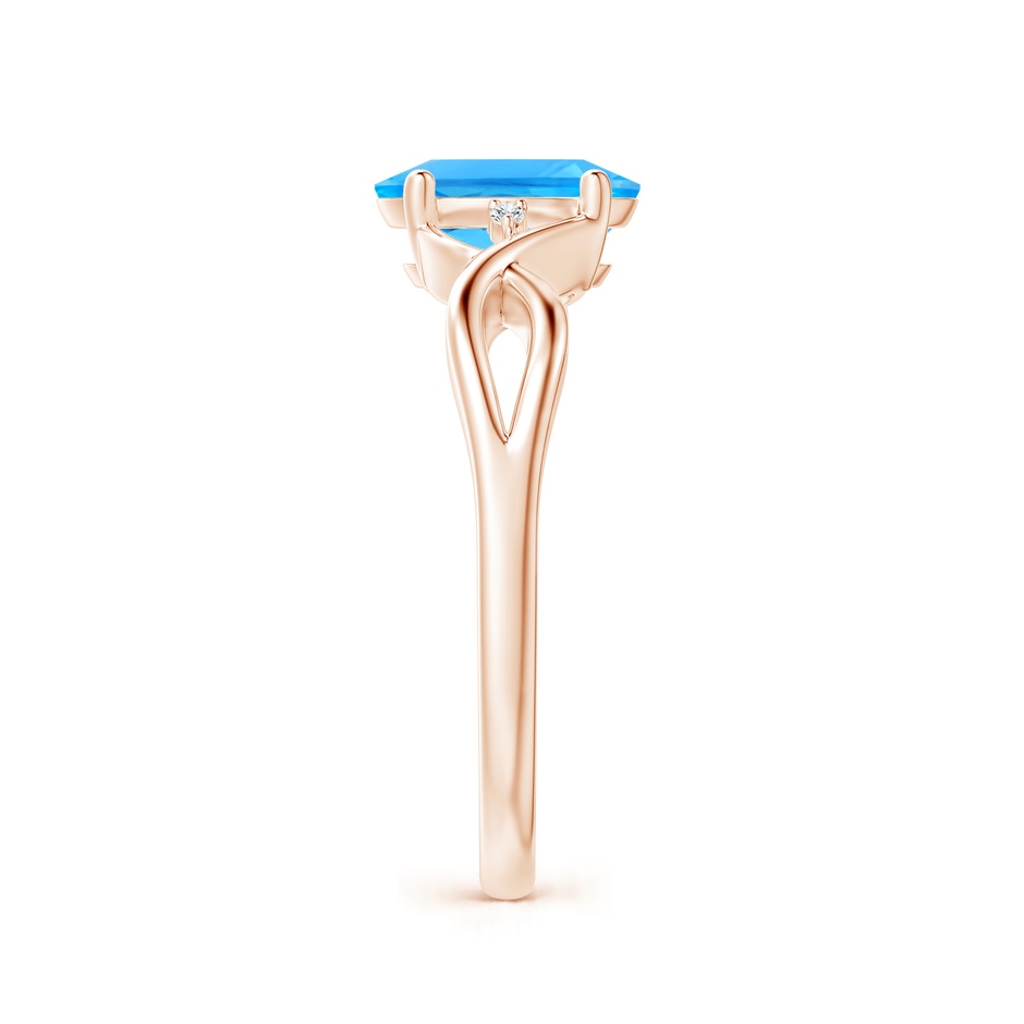 8x6mm AAAA Oval Swiss Blue Topaz Criss Cross Ring with Diamond Accents in Rose Gold side 2