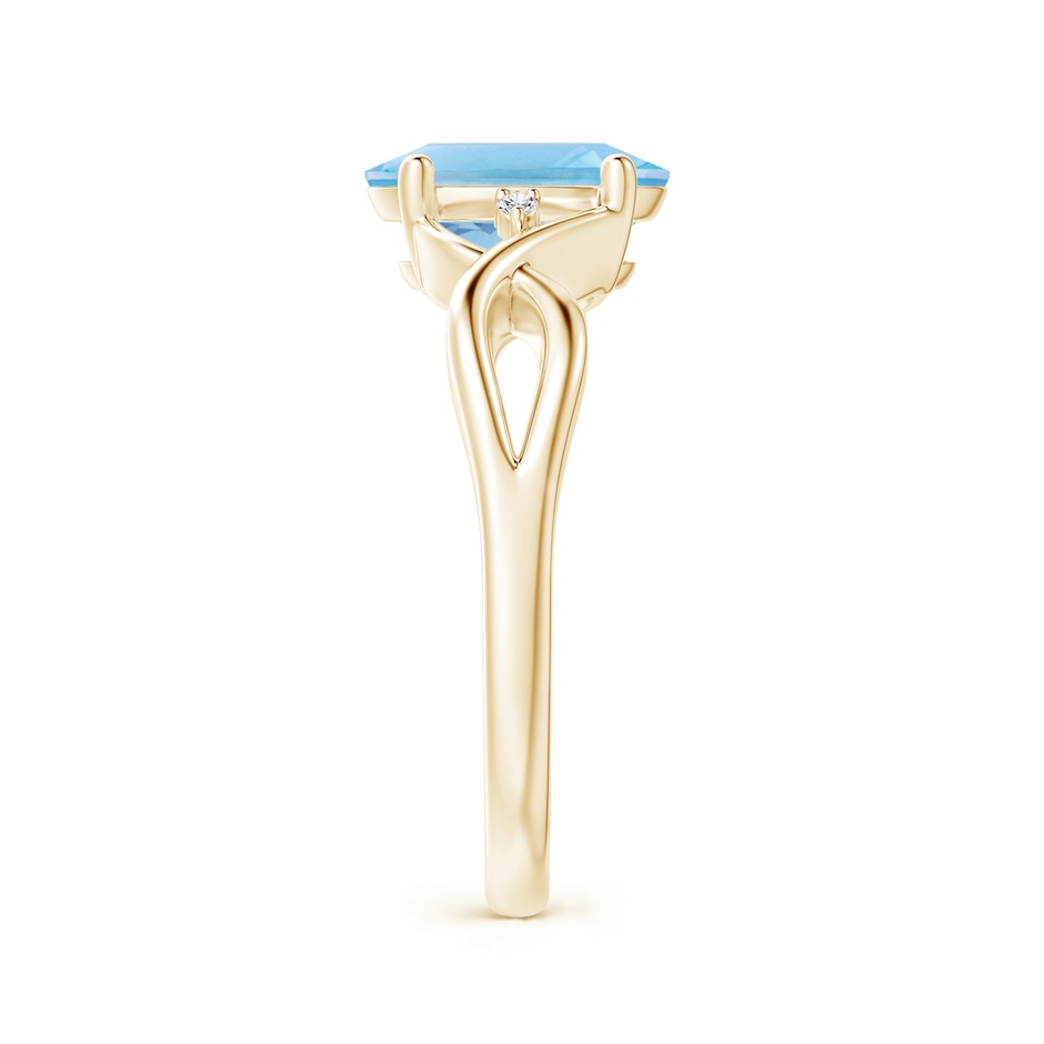9x7mm A Oval Swiss Blue Topaz Criss Cross Ring with Diamond Accents in Yellow Gold side 2