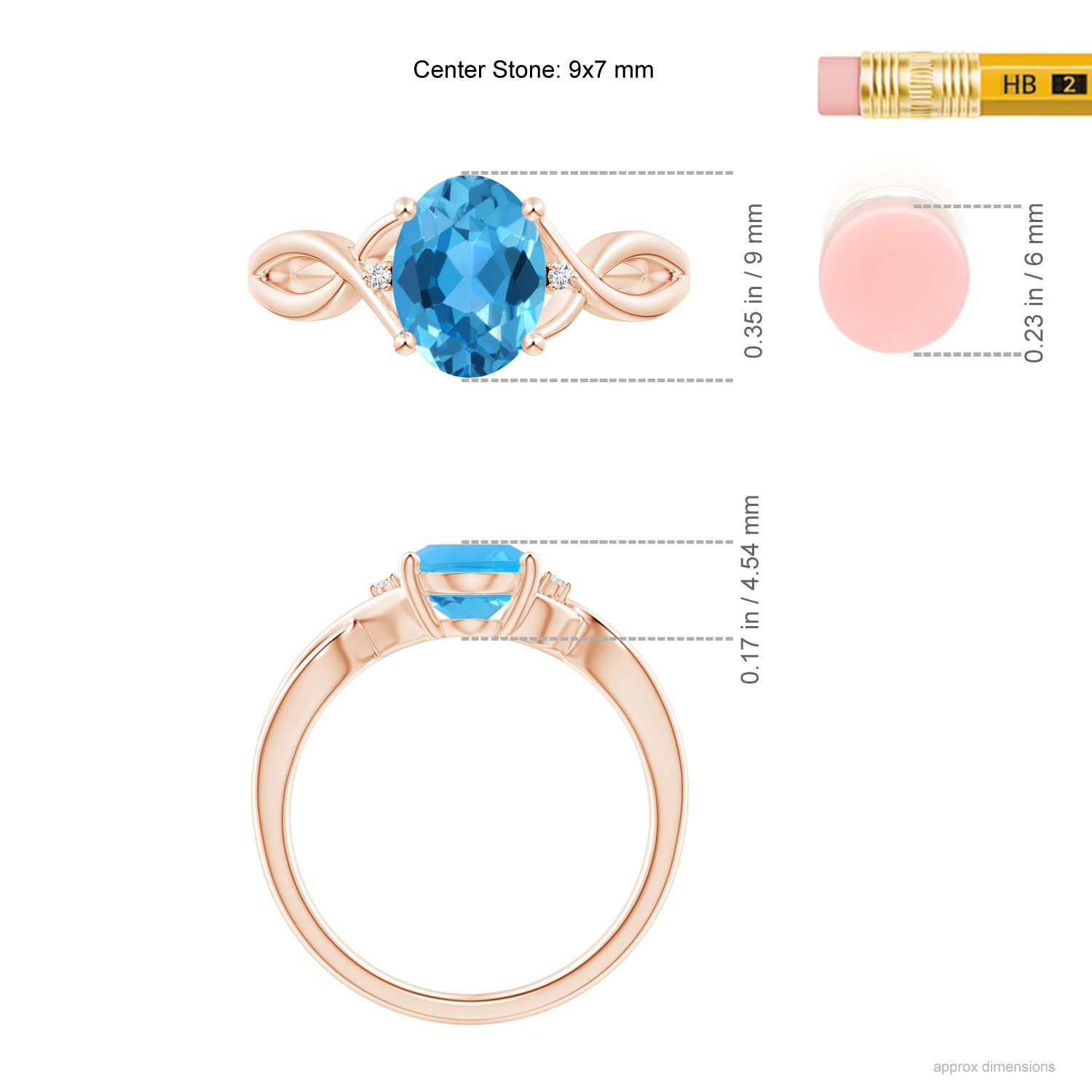 AAA - Swiss Blue Topaz / 2.27 CT / 14 KT Rose Gold