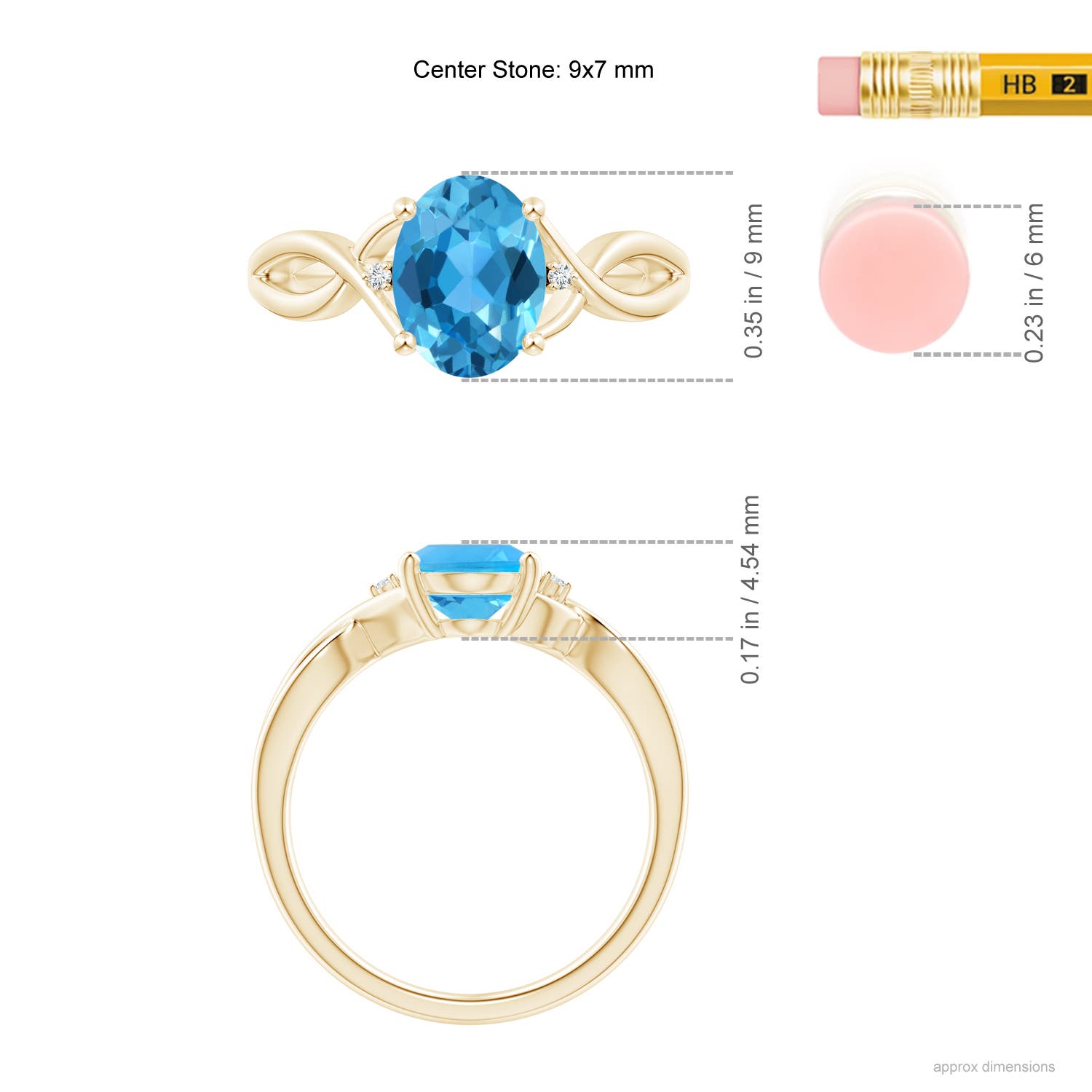 AAA - Swiss Blue Topaz / 2.27 CT / 14 KT Yellow Gold