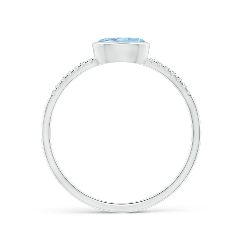 6x4mm A East-West Bezel-Set Oval Aquamarine and Diamond Ring in White Gold side-1