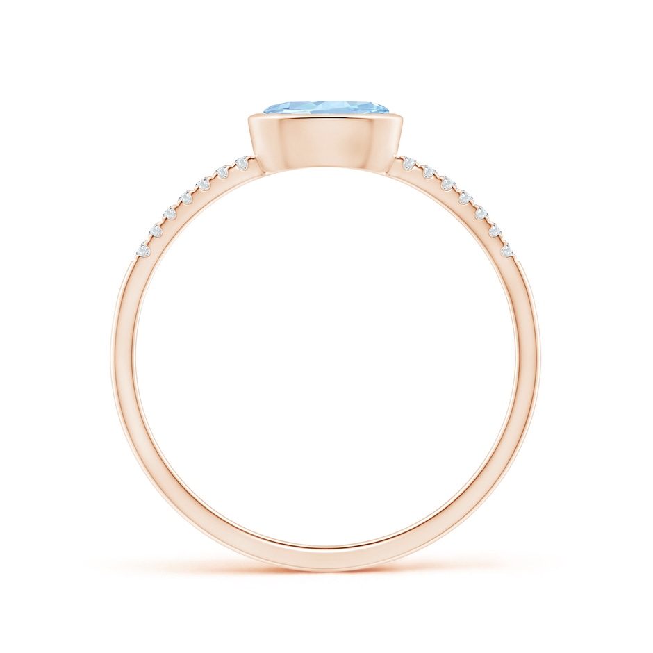 6x4mm AA East-West Bezel-Set Oval Aquamarine and Diamond Ring in Rose Gold side-1