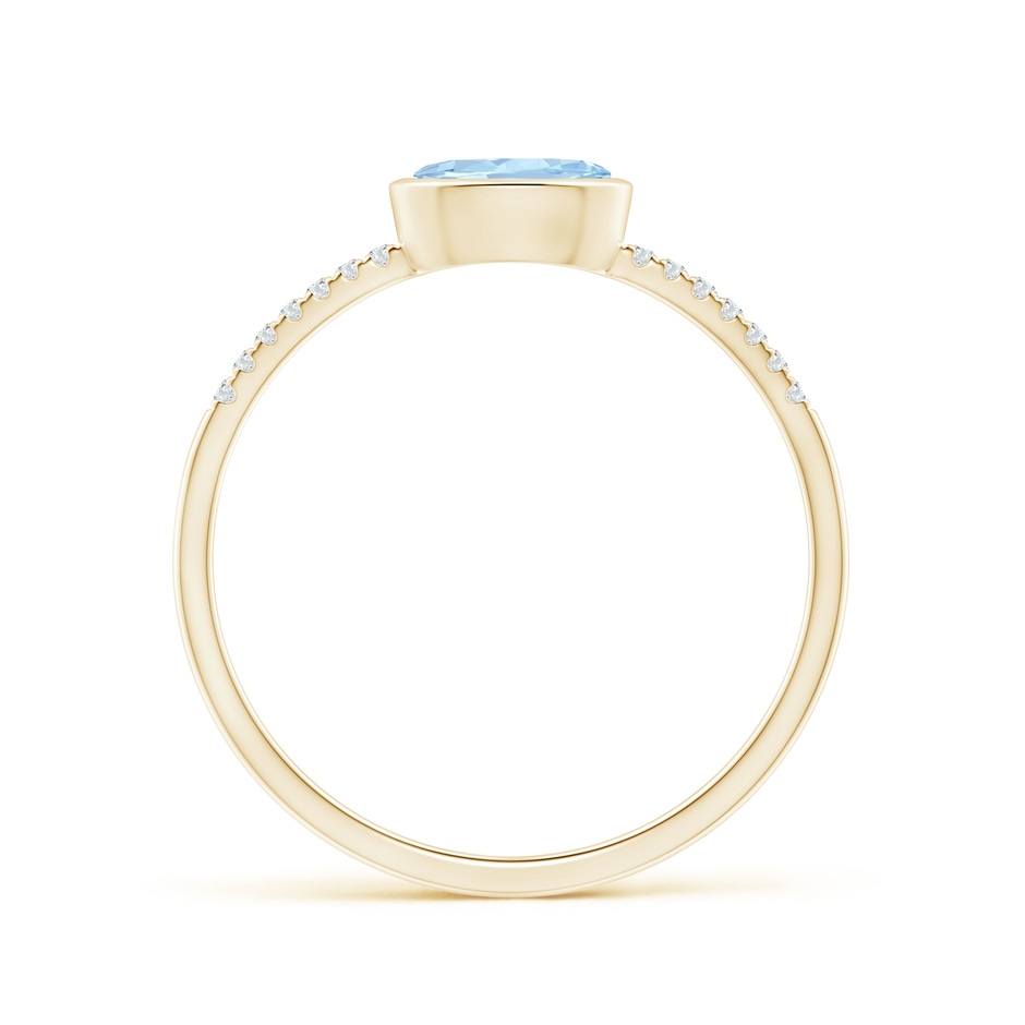 6x4mm AA East-West Bezel-Set Oval Aquamarine and Diamond Ring in Yellow Gold side-1