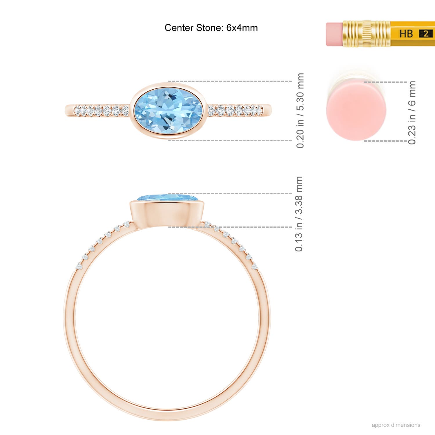 AAAA - Aquamarine / 0.45 CT / 14 KT Rose Gold