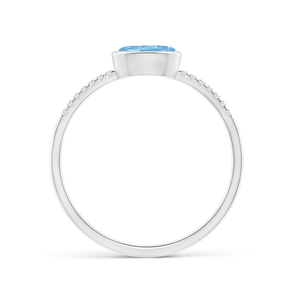 6x4mm AAAA East-West Bezel-Set Oval Aquamarine and Diamond Ring in White Gold side-1