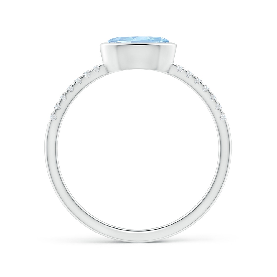 7x5mm AA East-West Bezel-Set Oval Aquamarine and Diamond Ring in White Gold side-1