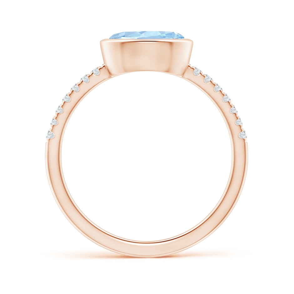 8x6mm AA East-West Bezel-Set Oval Aquamarine and Diamond Ring in Rose Gold side-1