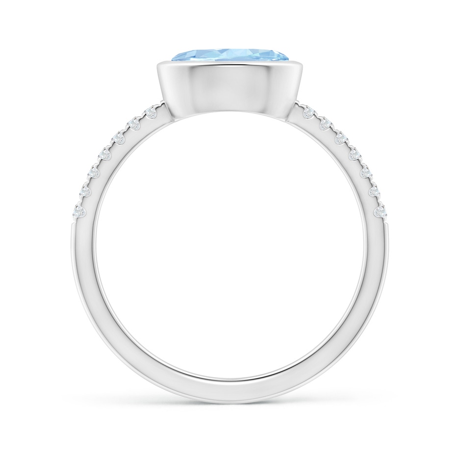 8x6mm AA East-West Bezel-Set Oval Aquamarine and Diamond Ring in White Gold side-1