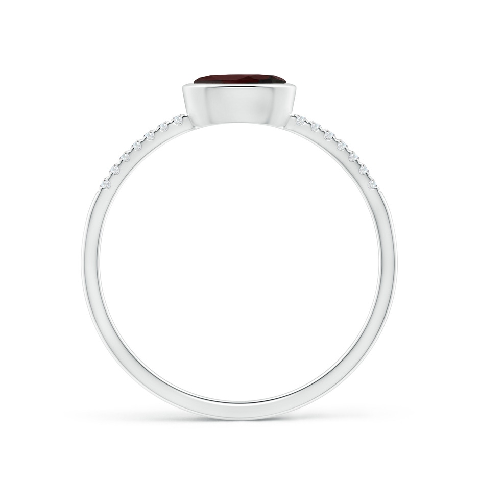 6x4mm A East-West Bezel-Set Oval Garnet and Diamond Ring in White Gold side-1