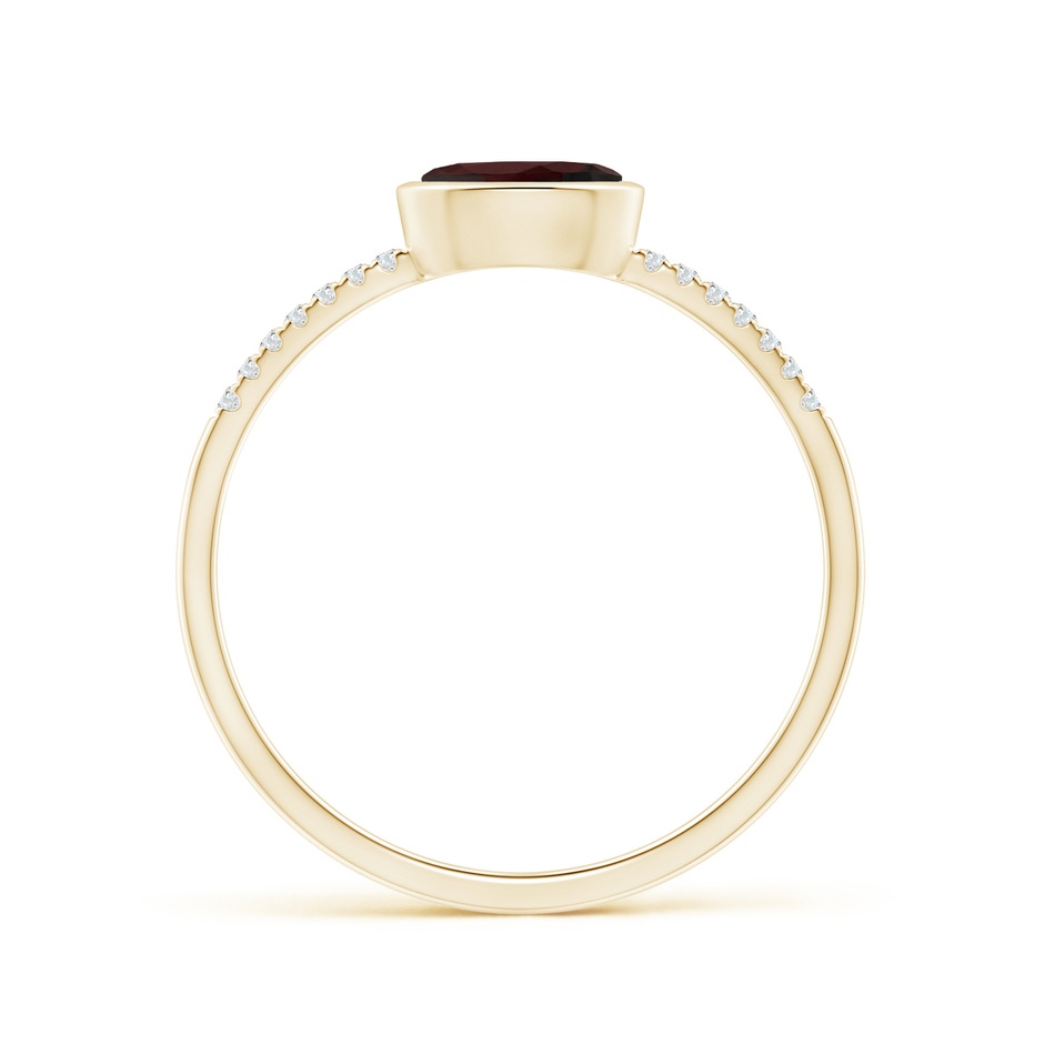 6x4mm A East-West Bezel-Set Oval Garnet and Diamond Ring in Yellow Gold side-1