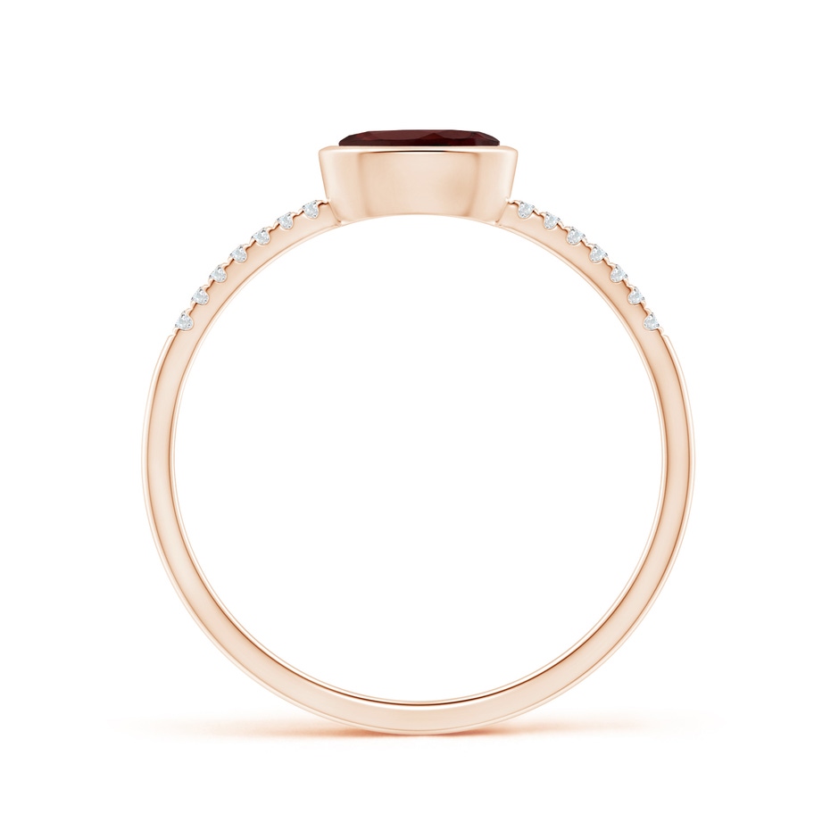 6x4mm AA East-West Bezel-Set Oval Garnet and Diamond Ring in Rose Gold side-1