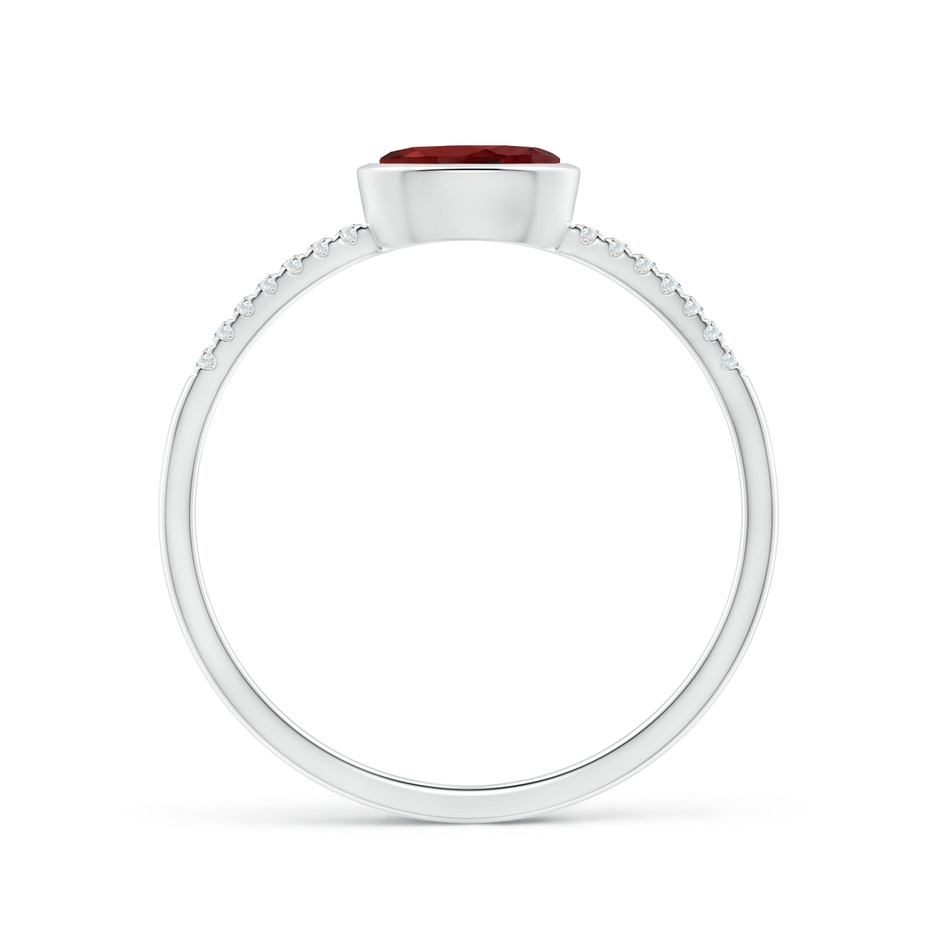 6x4mm AAAA East-West Bezel-Set Oval Garnet and Diamond Ring in White Gold side-1
