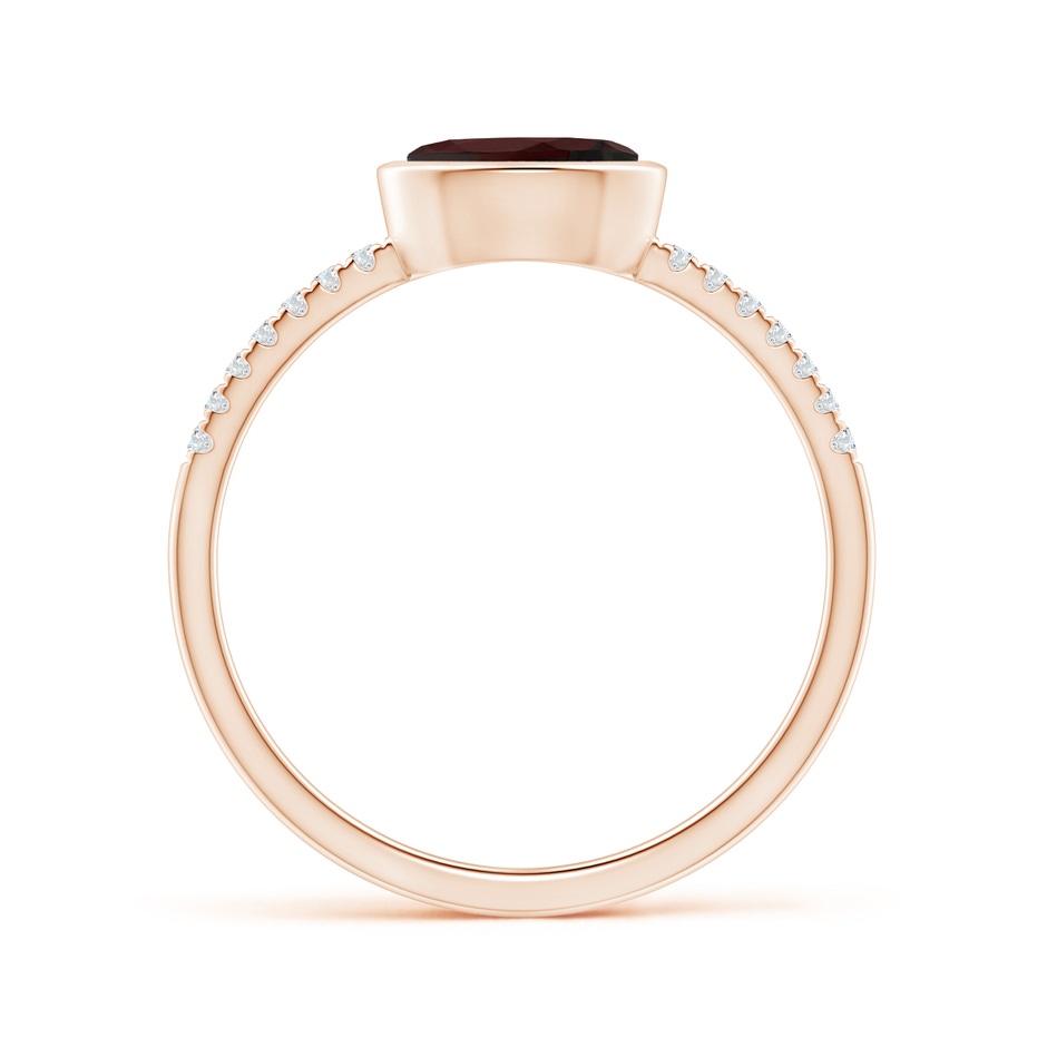 7x5mm A East-West Bezel-Set Oval Garnet and Diamond Ring in Rose Gold side-1