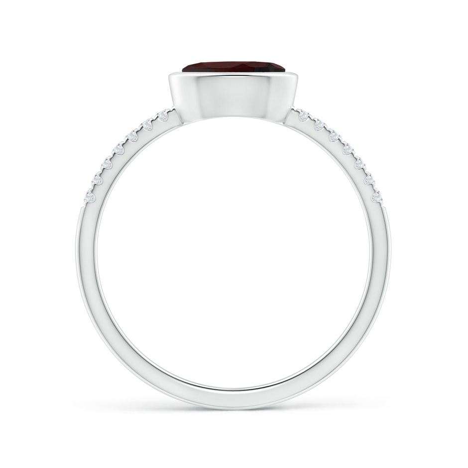 7x5mm A East-West Bezel-Set Oval Garnet and Diamond Ring in White Gold side-1