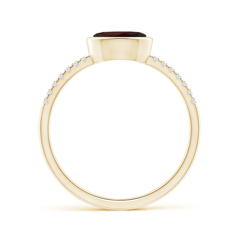 7x5mm A East-West Bezel-Set Oval Garnet and Diamond Ring in Yellow Gold side-1