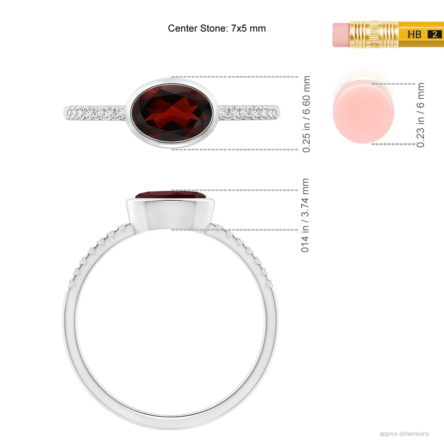 AA - Garnet / 0.97 CT / 14 KT White Gold