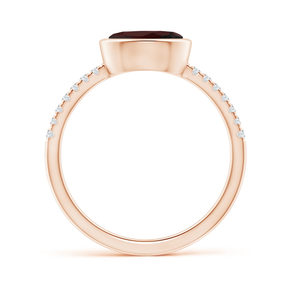 8x6mm A East-West Bezel-Set Oval Garnet and Diamond Ring in Rose Gold side-1
