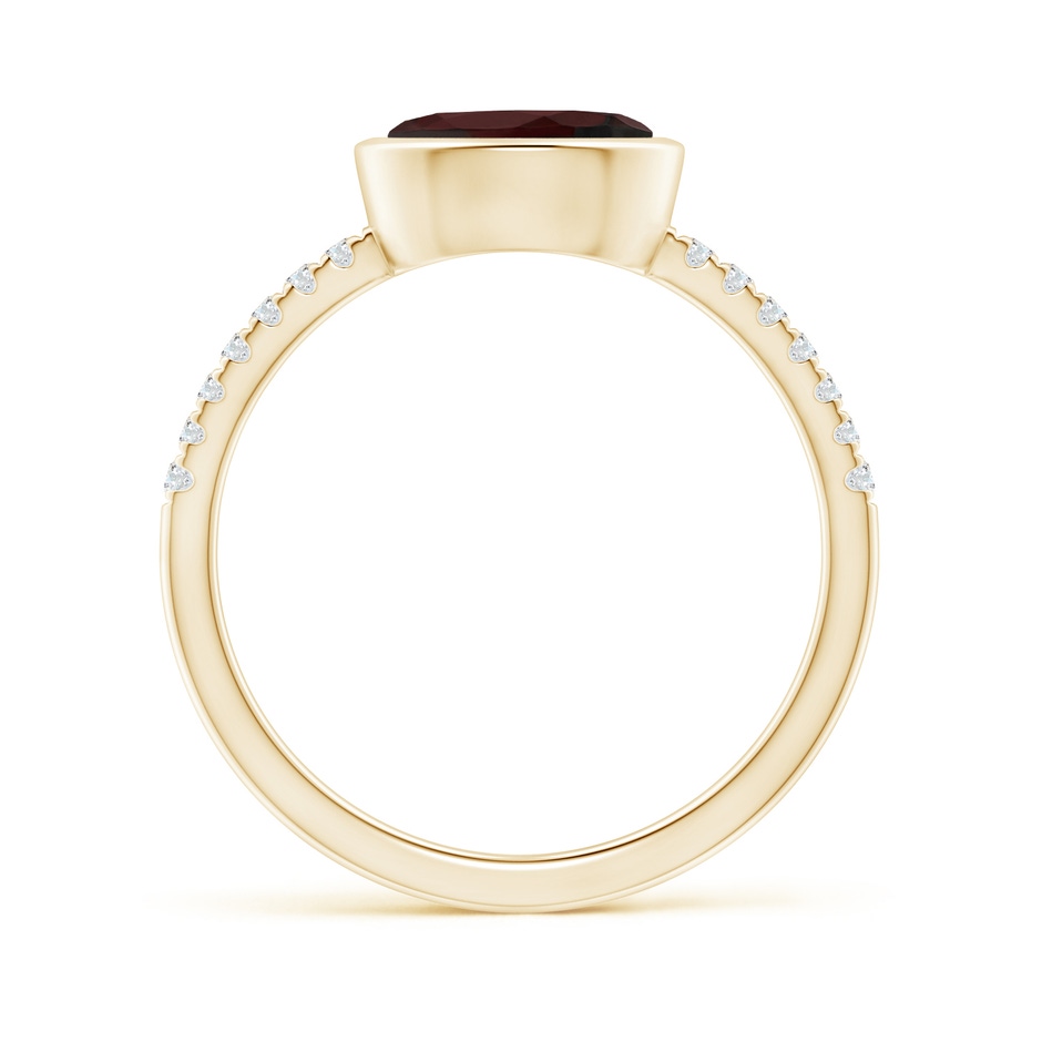 8x6mm A East-West Bezel-Set Oval Garnet and Diamond Ring in Yellow Gold side-1