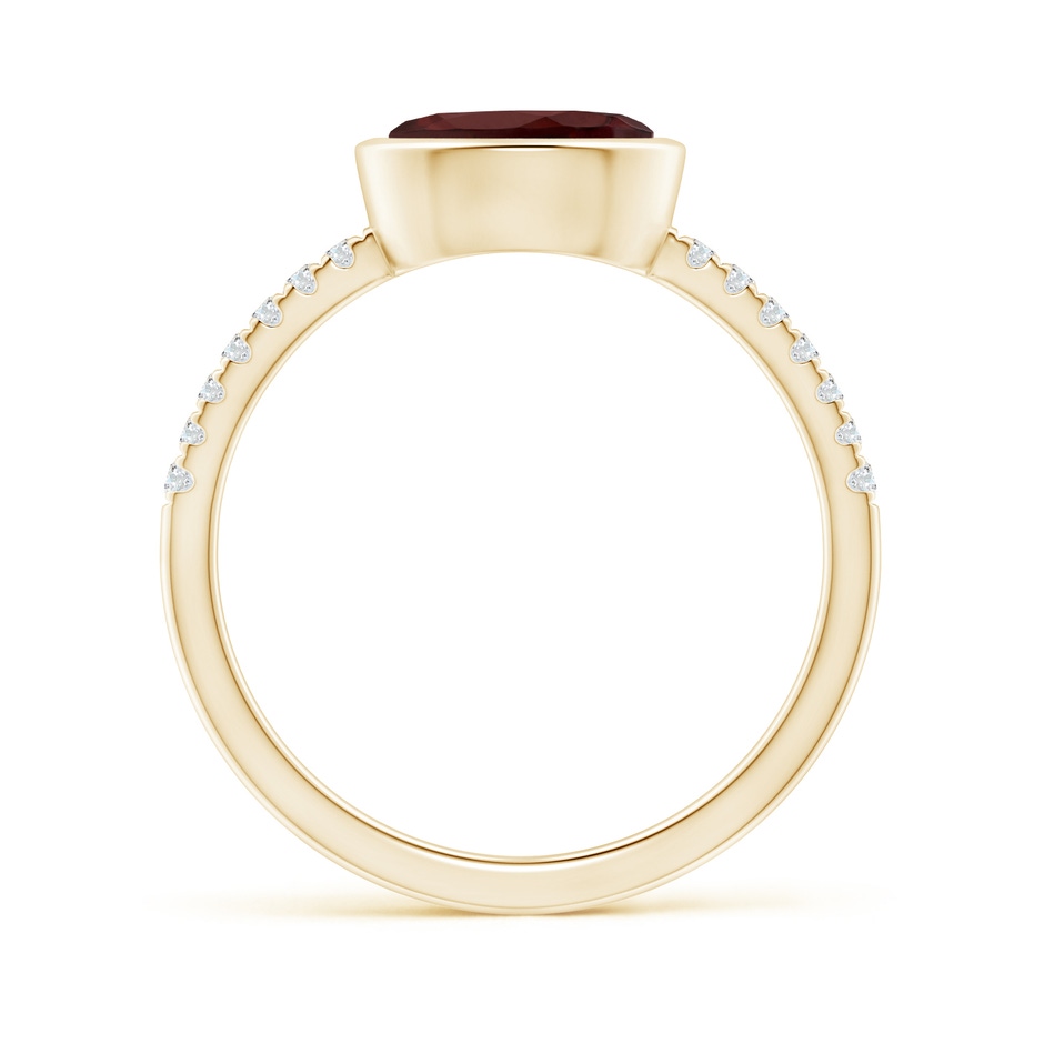 8x6mm AA East-West Bezel-Set Oval Garnet and Diamond Ring in Yellow Gold side-1