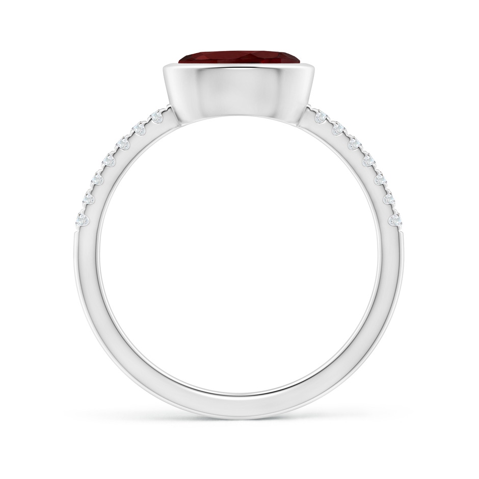 8x6mm AAA East-West Bezel-Set Oval Garnet and Diamond Ring in White Gold side-1
