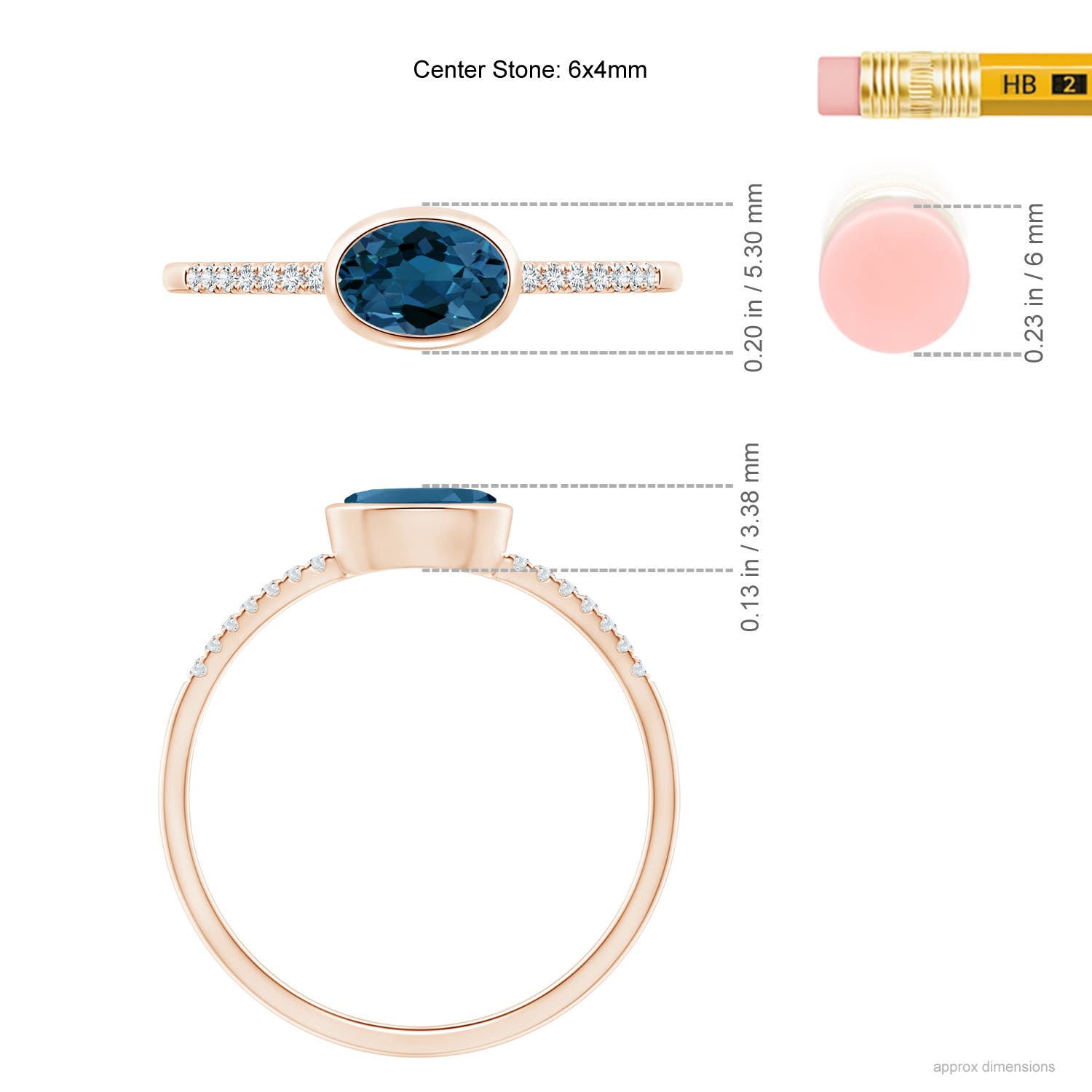 AAA - London Blue Topaz / 0.58 CT / 14 KT Rose Gold