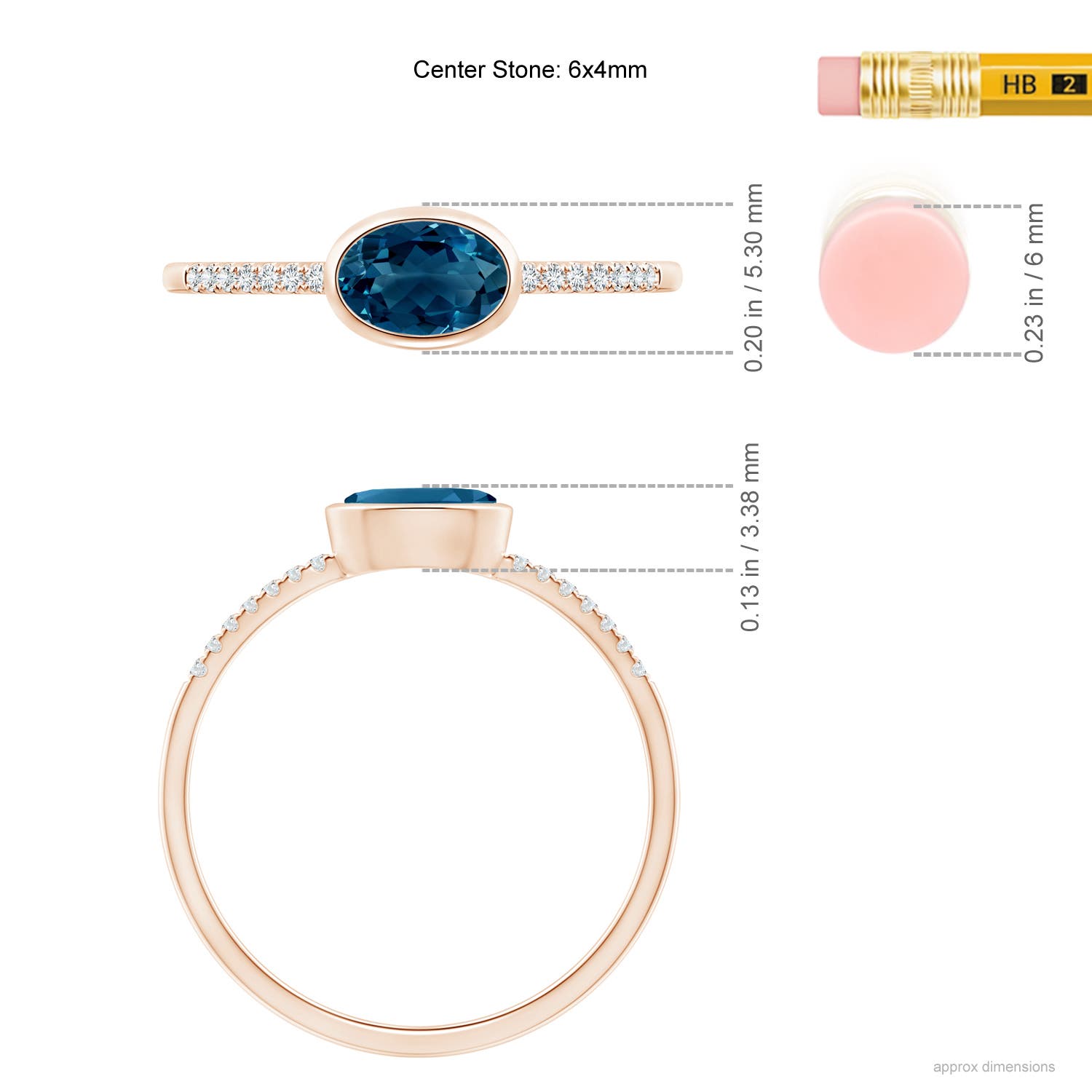 AAAA - London Blue Topaz / 0.58 CT / 14 KT Rose Gold