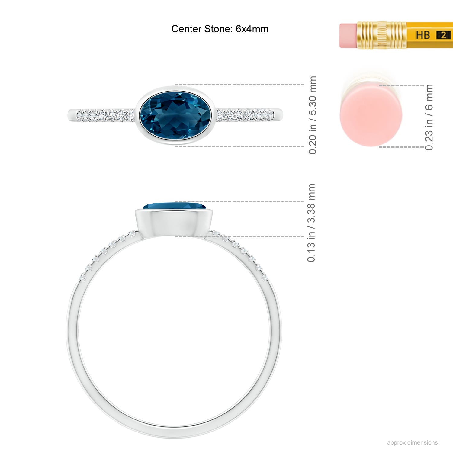 AAAA - London Blue Topaz / 0.58 CT / 14 KT White Gold