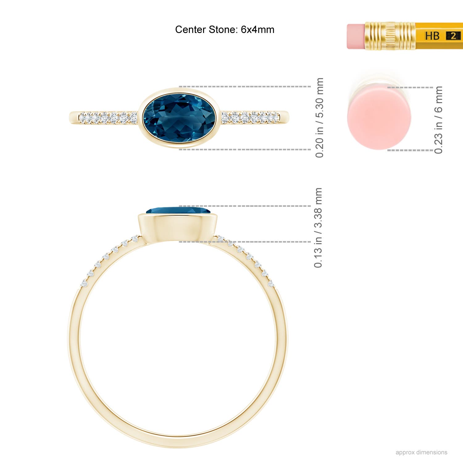 AAAA - London Blue Topaz / 0.58 CT / 14 KT Yellow Gold