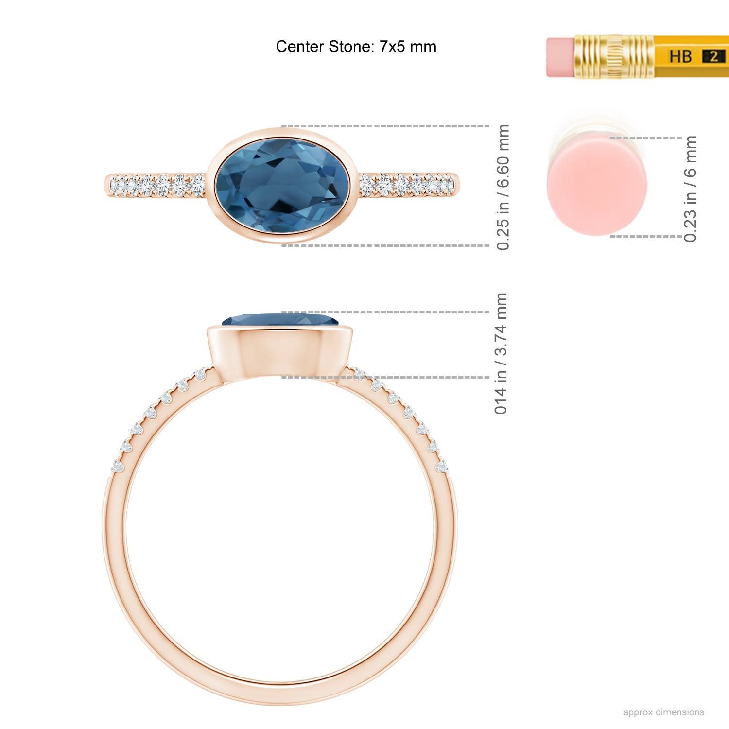 A - London Blue Topaz / 1.02 CT / 14 KT Rose Gold