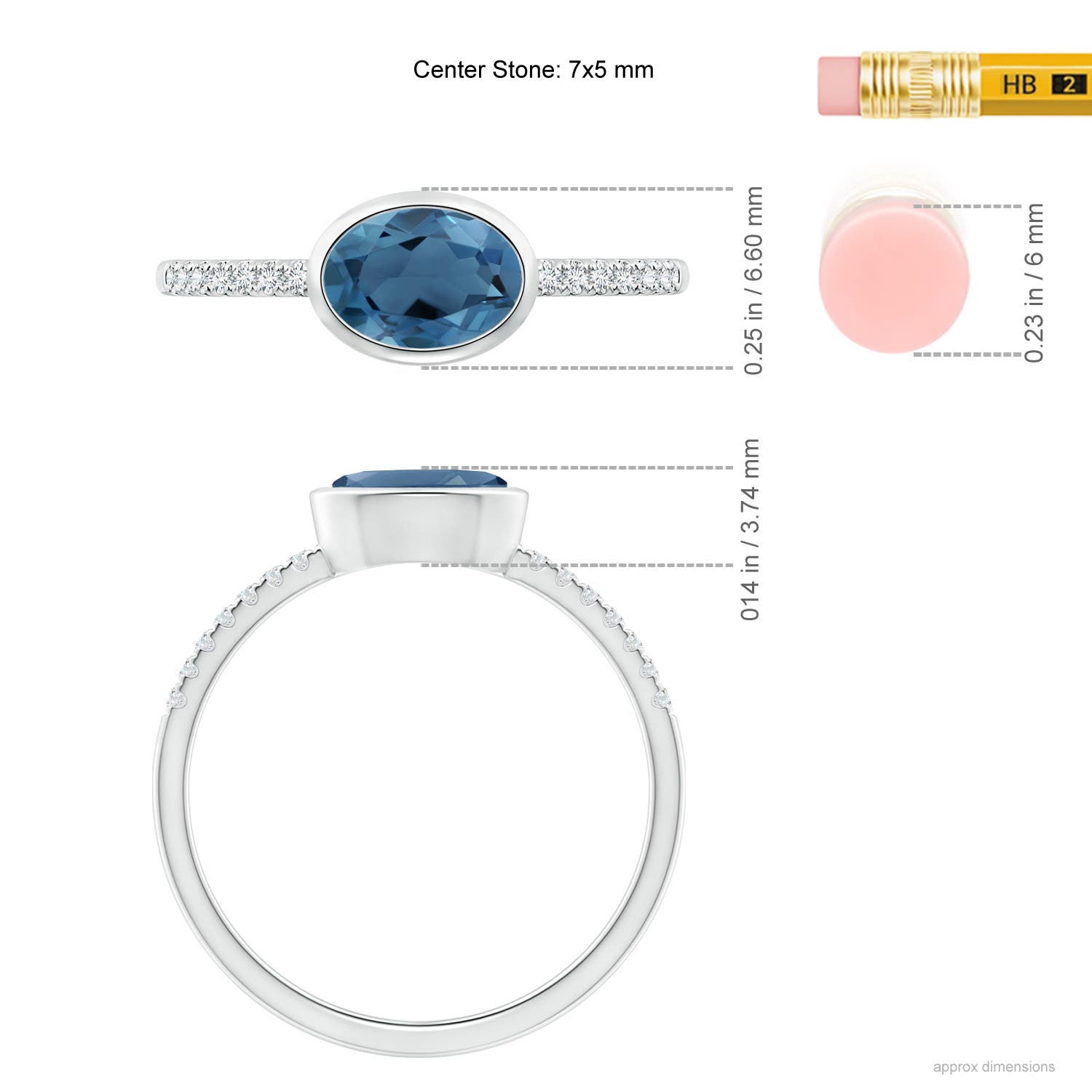 A - London Blue Topaz / 1.02 CT / 14 KT White Gold