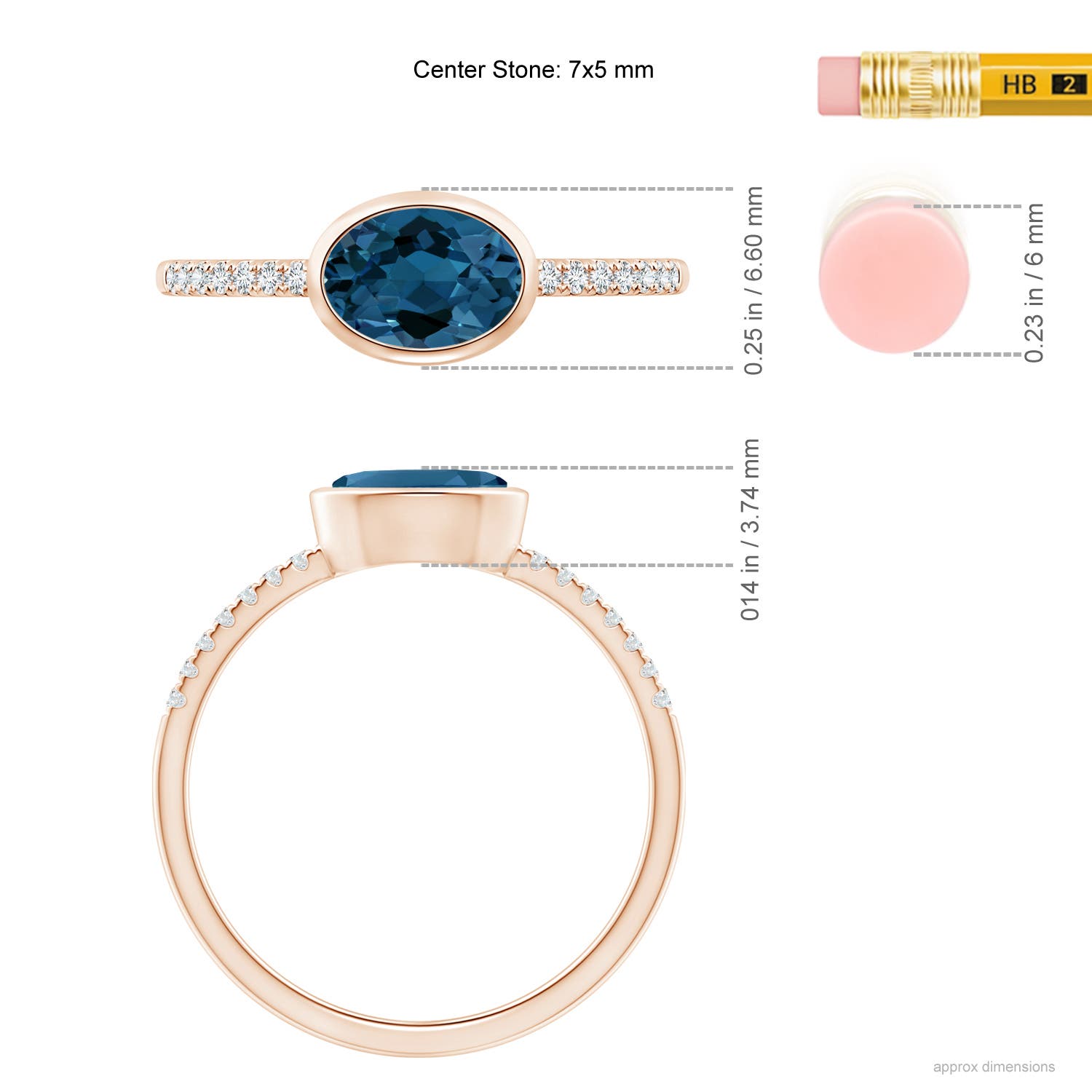 AAA - London Blue Topaz / 1.02 CT / 14 KT Rose Gold