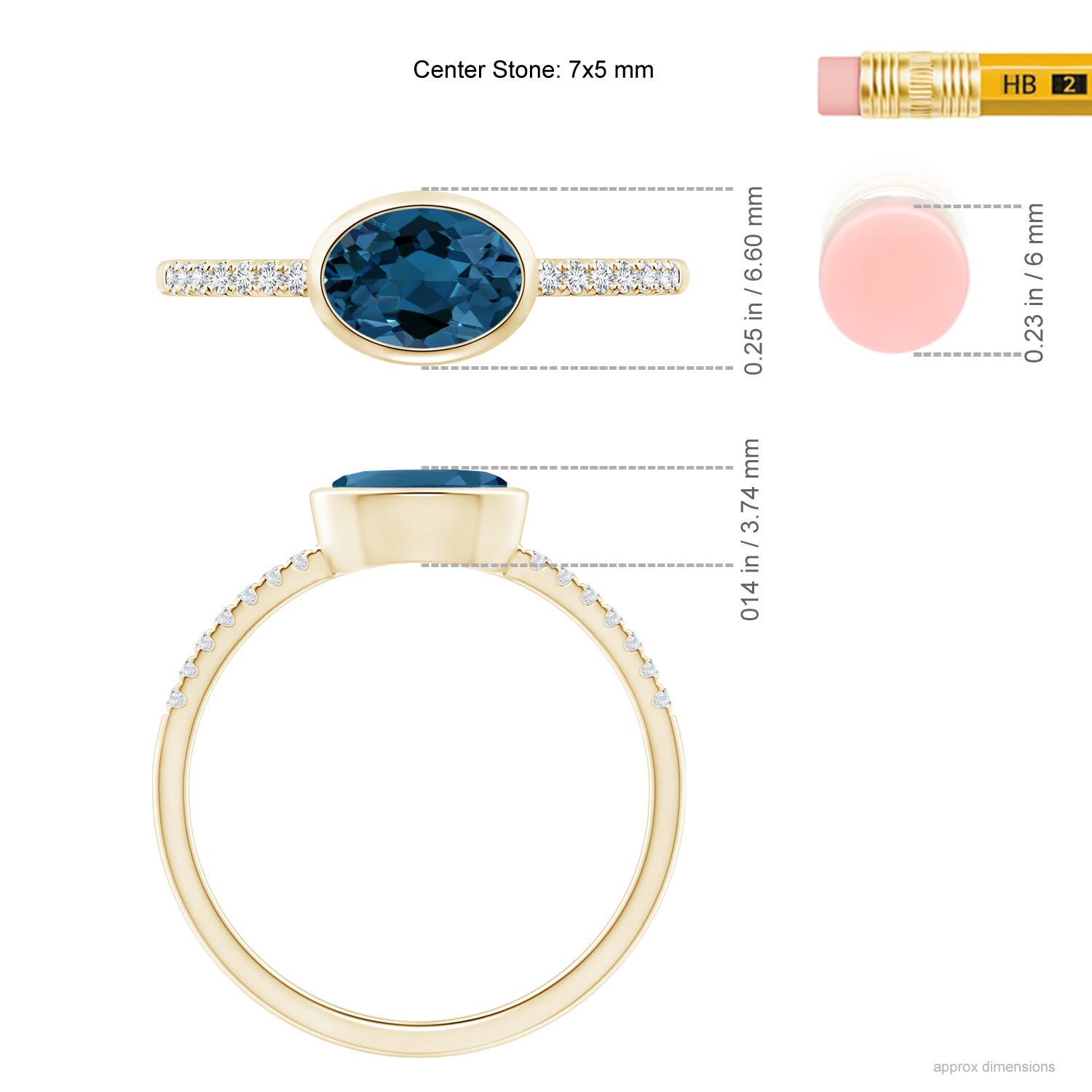 AAA - London Blue Topaz / 1.02 CT / 14 KT Yellow Gold