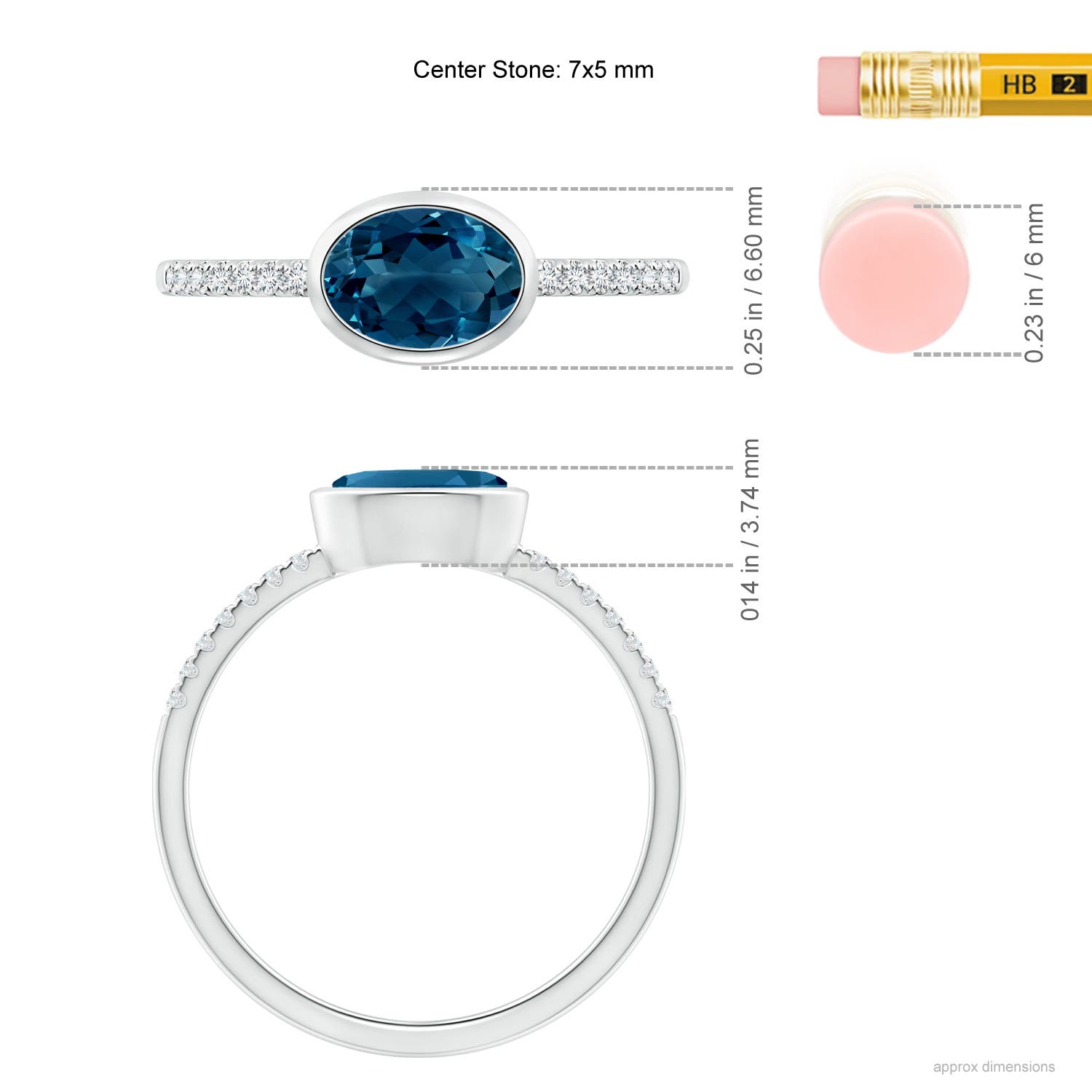 AAAA - London Blue Topaz / 1.02 CT / 14 KT White Gold