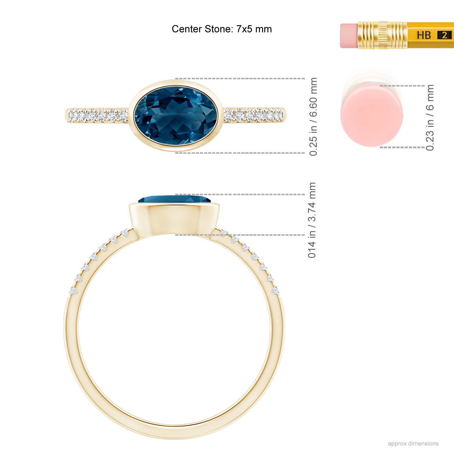 AAAA - London Blue Topaz / 1.02 CT / 14 KT Yellow Gold