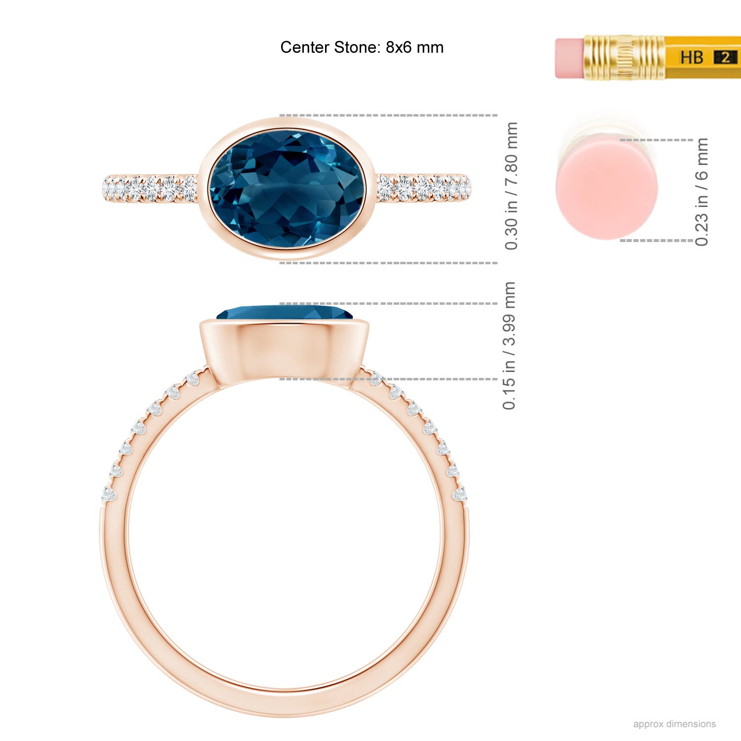 AAAA - London Blue Topaz / 1.58 CT / 14 KT Rose Gold