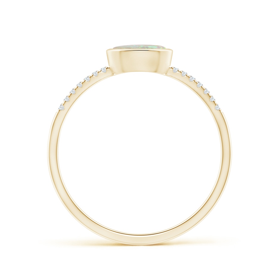6x4mm AAA East-West Bezel-Set Oval Opal and Diamond Ring in Yellow Gold side-1