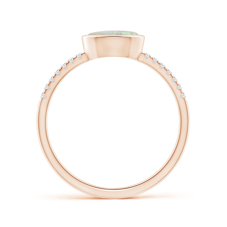 7x5mm AAA East-West Bezel-Set Oval Opal and Diamond Ring in Rose Gold side-1