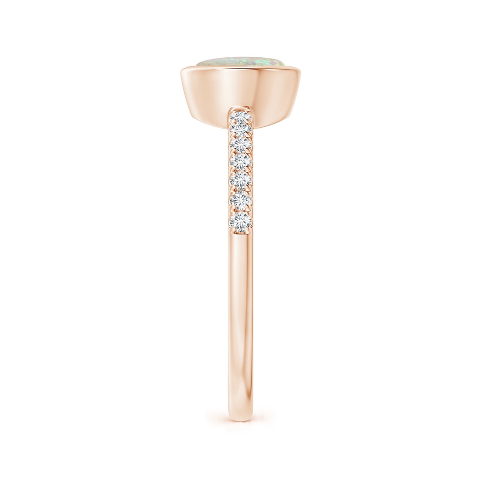 8x6mm AAA East-West Bezel-Set Oval Opal and Diamond Ring in Rose Gold side-2