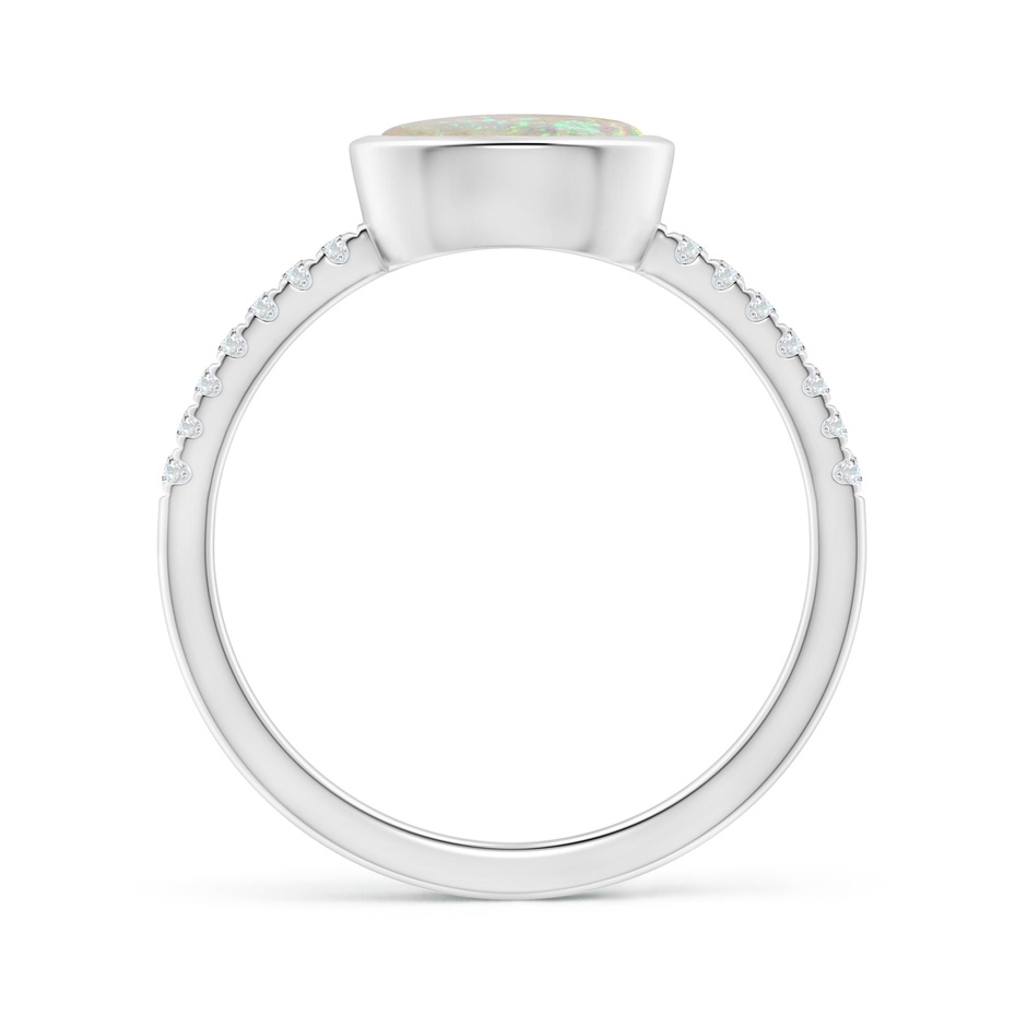 8x6mm AAA East-West Bezel-Set Oval Opal and Diamond Ring in White Gold side-1
