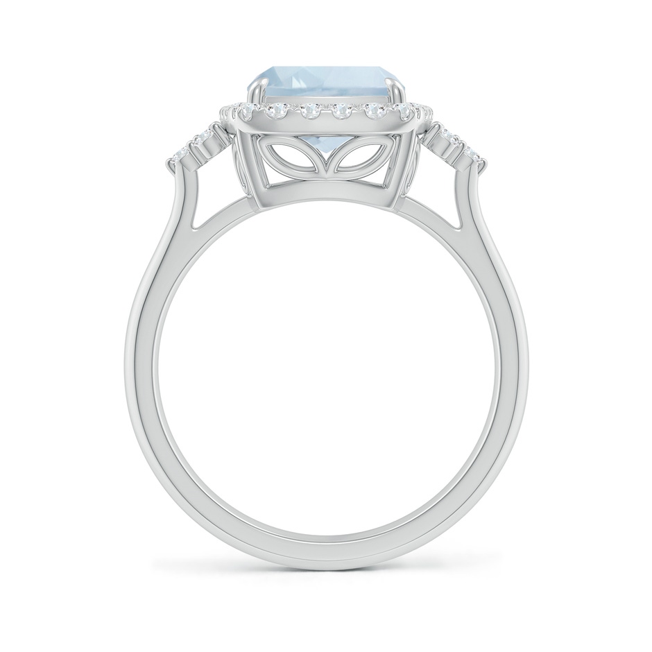 10x8mm A Cushion Aquamarine Halo Ring with Trio Diamonds in 9K White Gold side 1