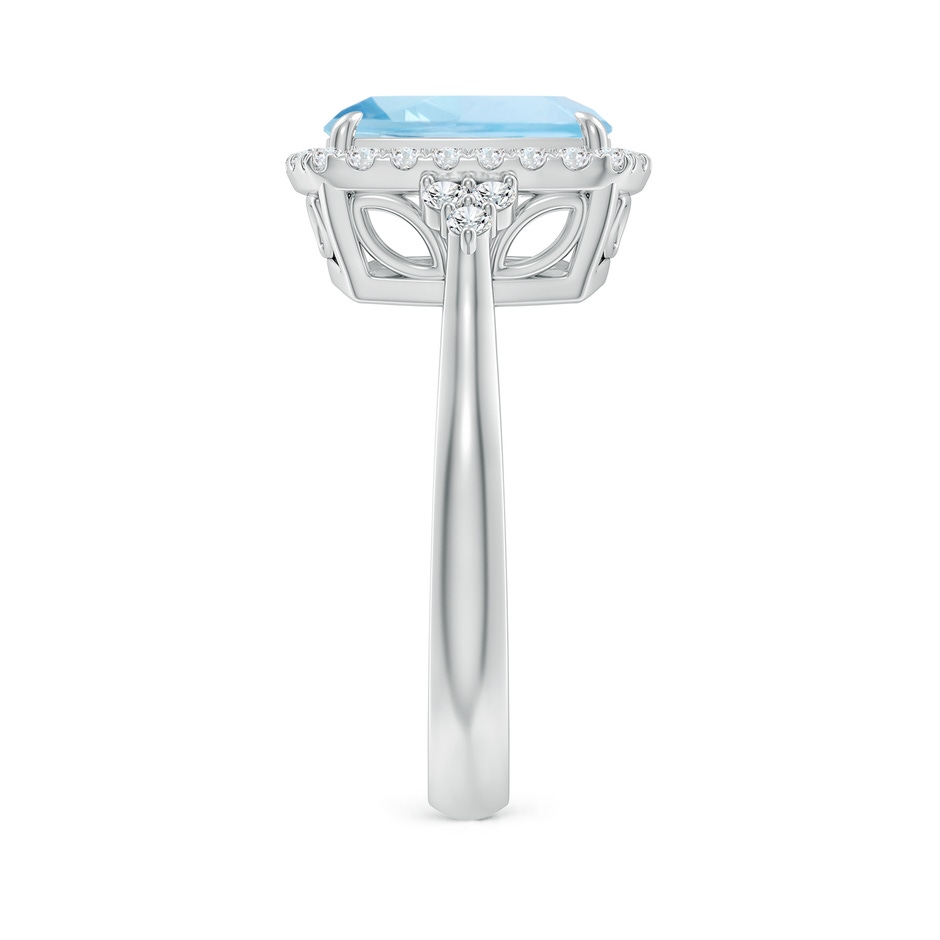 10x8mm AAA Cushion Aquamarine Halo Ring with Trio Diamonds in White Gold side-2