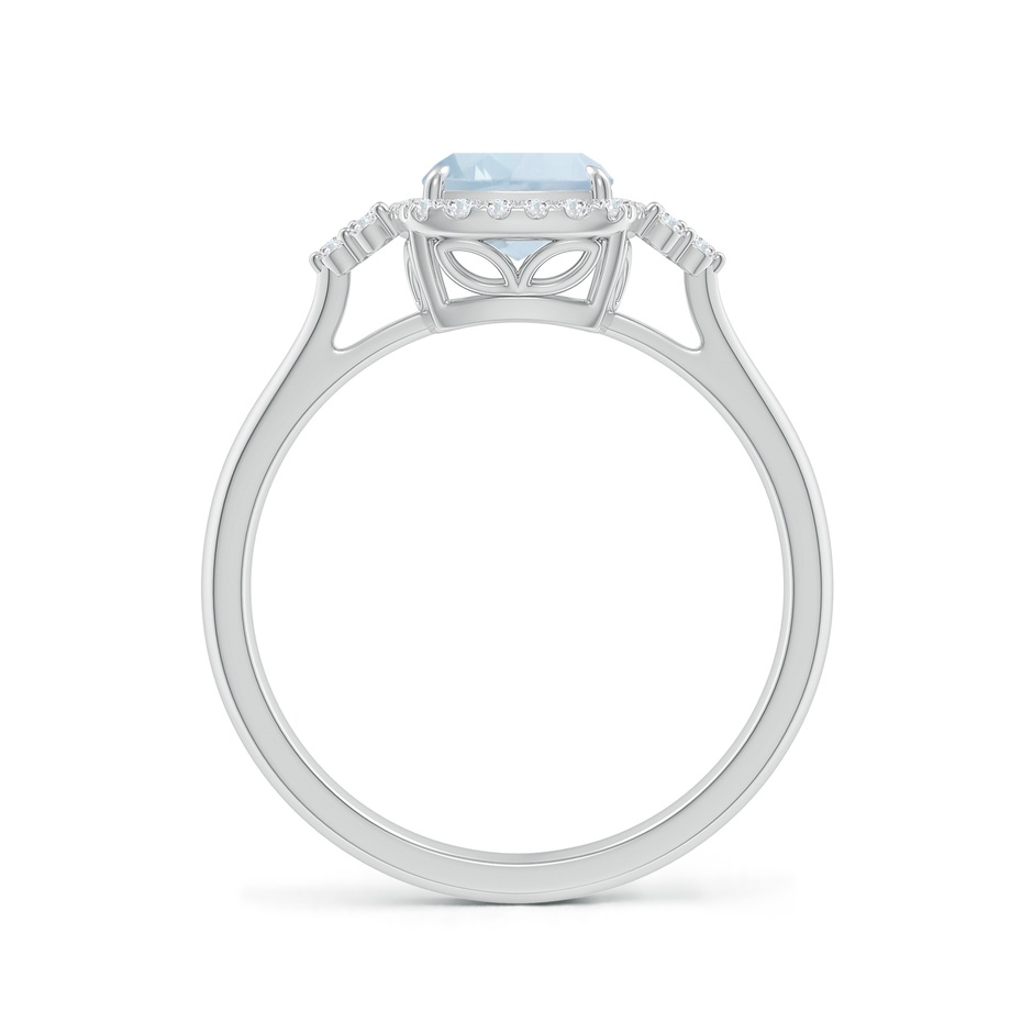 8x6mm A Cushion Aquamarine Halo Ring with Trio Diamonds in 9K White Gold side 1